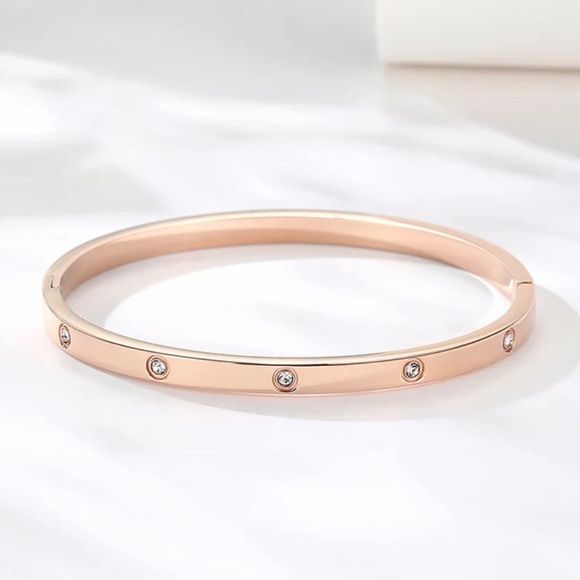 18k Gold Love Bracelet Set In Stone Hinge Bangle - Picture 4 of 8